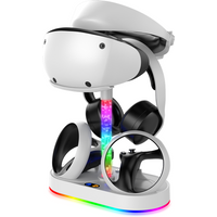 Multi-Functional Charging Station P5V001S for PS VR2 with Dual Controller Charger,RGB Light,4 Magnetic Adapters & Storage Rack