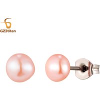 Bohemia Pink Pearl Ear Stud for Women Ear Piercing Jewelry Natural Freshwater Pearl G23 Titanium 4mm 6mm Ball Earring Small Gift