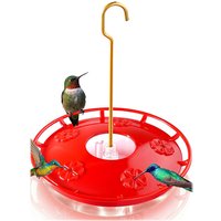 Hummingbird Feeders for Outdoors,Dish-Style Humming Bird Feeder with Built-in Ant Moat, 5 Bee Proof Feeding Ports, Easy Clean