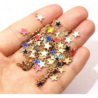 100pcs 6x8mm Enamel Small Stars Charms Pendant 9-colors Zinc Alloy Metal DIY Jewelry Making Accessories for Bracelet Necklace