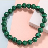 Fashion Natural Stone Green Malachite Bracelets Bangle for Women Men Elastic Buddhist Beads Bracelet Energy Balance Jewelry