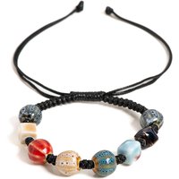 Colorful Ceramic Watermelon Bead Braided Bracelet Adjustable Handmade Unisex Jewelry Boho Style Gift S03-009