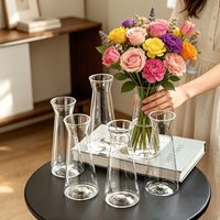 4-10pc Smooth Plain Plastic Transparent Vases Lightweight Drop-Resistant Leak-Proof for Home Decor Weddings Tabletop Decor Vases