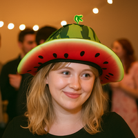 Warm Creativity Watermelon Hat Comfortable Soft Wide Brims Sun Hat Unisex Funny Bucket Hat Party Costume Accessories