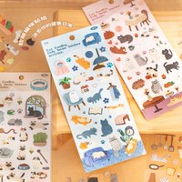 2sheets Kawaii Cat Daily Cartoon Die Cutting Stickers DIY Diary Phone Case Scrapbook Aesthetics Stationery Stickers
