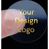 50PCS Personalized Gold Foil Silver Foil Stickers Round Transparent Background Stickers Custom Logo Stickers Custom Text Sticker