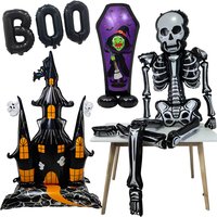 Giant Standing Halloween Balloons Skeleton Man Balloons Castle Witch Tombstone Boo Foil Balloon Halloween Home Indoor Party Deco