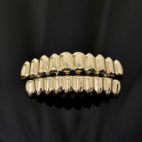 RACHELZ Hip Hop 10/10 Glossy Mouth Tooth Caps For Women Men Top Bottom Golden Teeth Grillz Punk Jewelry Cosplay Dental Grills