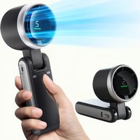 Portable 3-in-1 Turbo Handheld Fan, 5 High-Speed Settings, 3600mAh Power, Digital Screen, Foldable USB/Type-C Charge