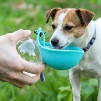 2-in-1 Foldable Dog Water Cup, Portable Leakproof Pet Water Bottle with Lanyard for Outdoor Walking Trips