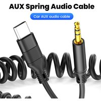 Type-c to 3.5mm car aux audio cable spring retractable digital adapter cable suitable for iPhone15 16 data cable