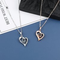 'I Love You' Necklace in 100 Languages - Multilingual Heart Pendant, Romantic Couple Jewelry Gift, Symbol of Love Accessory