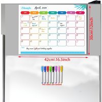 Ultra thick reusable magnetic planning calendar with 8 markers and eraser - including monthly calendar - for refrigerator, wall