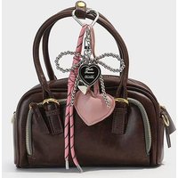 Trendy Leather Heart Bow Keychain Beaded Keyring Car Key Holder Bag Pendant Decoration for Girls Gift Purse Accessories
