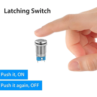 2Pcs DC 12V/24V Metal Latching Push Button Switch, 5 Pin Car RV Truck Boat SPDT ON/OFF Switch, Waterproof Self-Locking Round