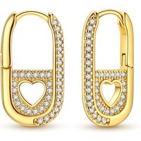 Women Earrings 925 Sterling Silver Golden Sparkling U-shaped Zircon Hoop Earrings For Anniversary Wedding Jewelry Gifts