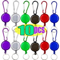 1/10pcs Retractable Steel Cord Pull Reel Keychains Buckle Clasp Wire Rope Key Ring Recoil ID Card Holder Sporty Multiple Tools
