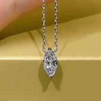 Huitan Bright Marquise CZ Pendant Necklace for Women Minimalist Style Charms Wedding Band Jewelry Gorgeous Stylish Accessories