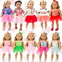 Doll Clothes Dress For 18inch Girl American & 43Cm Reborn Doll Accessories Cute Print Dress Our Generation Baby Girl's Toys Gift