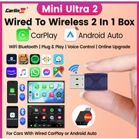 Mini Ultra 2 CarlinKit 5.0 Kabelloser CarPlay Android Auto Adapter Plug & Play WLAN Bluetooth Automatische Verbindung für OEM-Fahrzeuge