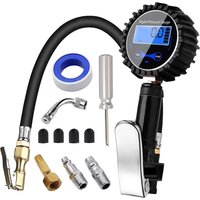 Digital Tire Pressure Inflator Gauge Aluminum Alloy Tyre Pressure Meter Air Line Clip-on Tyre Pump for Motorcycle Bicycle Auto