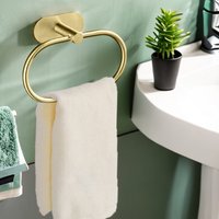 Stainless Steel Towel Holder Self-adhesive Bathroom Towels Rack Gold Washhand Hanger Ring Rail Bar Kitchen Storage Accessories