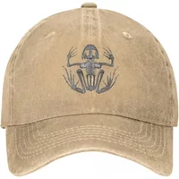 Frog Skeleton Baseball Caps Snapback Washed Denim Hats Outdoor Adjustable Casquette Streetwear Baseball Cowboy Hat for Unisex