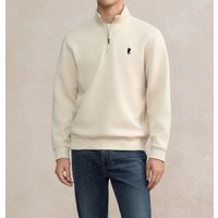 High end brand zipper stand up collar sweater men's casual fashion classic Paul embroidery winter new plush warm knit pullover