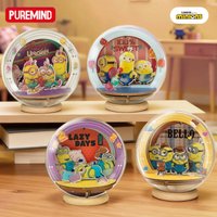 PUREMIND New Minions Crystal Ball Series Wooden Building Blocks Friendship Photo Studio Scene Assembly Model Toy Ornament Gift