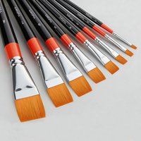 1Pc Artist Flat Paint Brushes Nylon Hair for Acrylic Oil Watercolor Gouache Painting DIY Handcraft & Art Projects