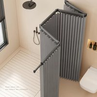 Foldable Magnetic Shower Curtain Waterproof Privacy Divider Shower Screen for Home Apartment Dorm Modern Decor