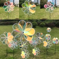 Eight Leaf Color Bird Repelling Windmill Outdoor Grounding Mounted Reflective Changing Windmill Kindergarten Children's Toys