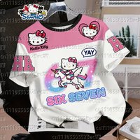Sanrio Family Hello Kitty Series American Street Style Shirt Summer T-shirt Extra Large Size Adult Top New Maternity Clothing