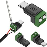 Solderless Plug USB C to 2Pin Terminal Adapter Type-C to 2 Pin Screw Crimp Terminal Block Green 5V Charging Connector