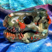 1pc Natural Stone Tyrannosaurus Skull | Dinosaur Bone, Suitable for Home Office Decor, Ideal Gift for Graduation, Father'S Day