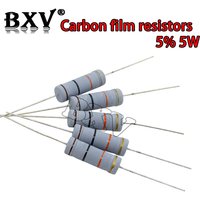 10PCS 5W Carbon Film Resistor 5% 1R ~ 1M 2.2R 10R 22R 47R 51R 100R 150R 470R 1K 4.7K 10K 47K 10 22 47 51 100 150 Ohm Resistance