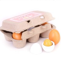 6PCS Realistic Eggs Toys Pretend Kitchen Toys Wooden Food Toy Educational Learning With Storage Box Creative