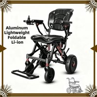 Foldable Mobility Wheelchair, Lightweight Aluminum Frame, Rechargeable Li-ion Battery Extra Comfort Seat for Senior Daily Travel