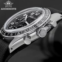 ADDIESDIVE Quartz Watches For Men Bubble Glass Stainless Retro VK63 Chronograph Luxury Men Watch BGW9 Super Luminous Wristwatch