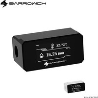 BARROWCH Computer Temperature Flow Meter,Custom Liquid Loop Build OLED Flowmeter,Thermometer Monitor System,FBFT07