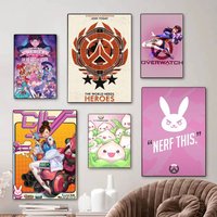 Pop Game O-Overwatch cute Self-adhesive Art Poster Retro Kraft Paper Sticker DIY Room Bar Cafe Stickers Wall Painting