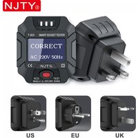 NJTY T003 Smart Socket Tester with LCD Display Instantly Detect Wiring Faults, Voltage & Frequency RCD Safety Test (90–250V)