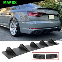 For Audi A3 A4 A5 A6 A7 A8 Matte Rear Bumper Diffuser Splitter Spoiler 10 Fins