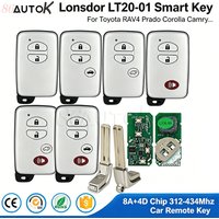 Lonsdor LT20 Remote Car Key For Toyota RAV4 Prado Corolla Camry Universal LT20-01 4D 8A Chip Car Key 0140 3370 5290 A433 F433