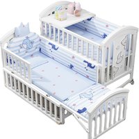 Baby crib multifunctional bb baby bed solid wood paint-free rocking bed newborn movable children splicing big bed.