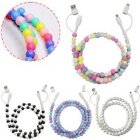 Beaded Charging Cord Colorful Beaded Universal 4-in-1 Data Cable Fast Charging Cable for Girls Women Gift Phone USB Cable Type-C