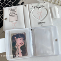 【R】Kpop Photocards Binder Sweet Bow Photo Album Mini Photocard Holder 3 Inch Love Heart Picture Storage Case