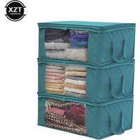 Household Folding Storage Box Fashion Clothes Collecting Case Non Woven Fabric With Zipper Moisture-proof Quilt Storage Box
