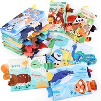 Baby Cloth Book Toys Cartoon Animals Tail Educational Ringed Paper Cloth Book Toys Enlightenment Baby Toys 0-12 Months Gifts