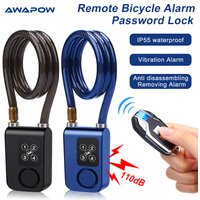 Awapow Bike Alarm Code Lock Remote Control Bicycle Alarm 110dB Anti-Theft Security Cycling Motorcycle 4-Digit Password Lock
